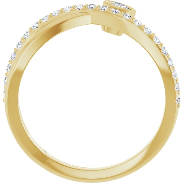 Round White Sapphire & Diamond Accented Ring in Yellow Gold