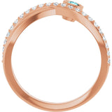 Round Blue Zircon Accented Ring with Diamond Accents in Rose Gold