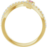 Round Pink Tourmaline & Diamond Accented Ring in Yellow Gold