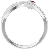Round Mozambique Garnet & Diamond Accented Ring in White Gold
