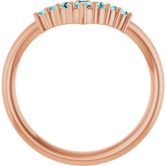 Round Blue Zircon Accented Ring in Rose Gold