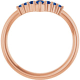 Round Blue Sapphire Accented Ring in Rose Gold