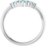 Round Blue Zircon Accented Ring in White Gold