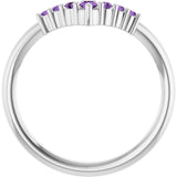Round Amethyst Accented Ring in White Gold