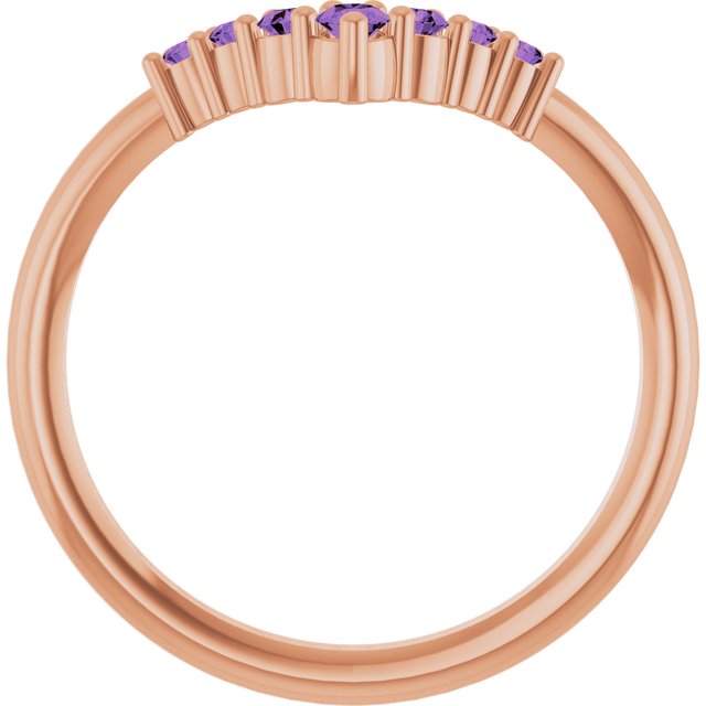 Round Amethyst Accented Ring in Rose Gold