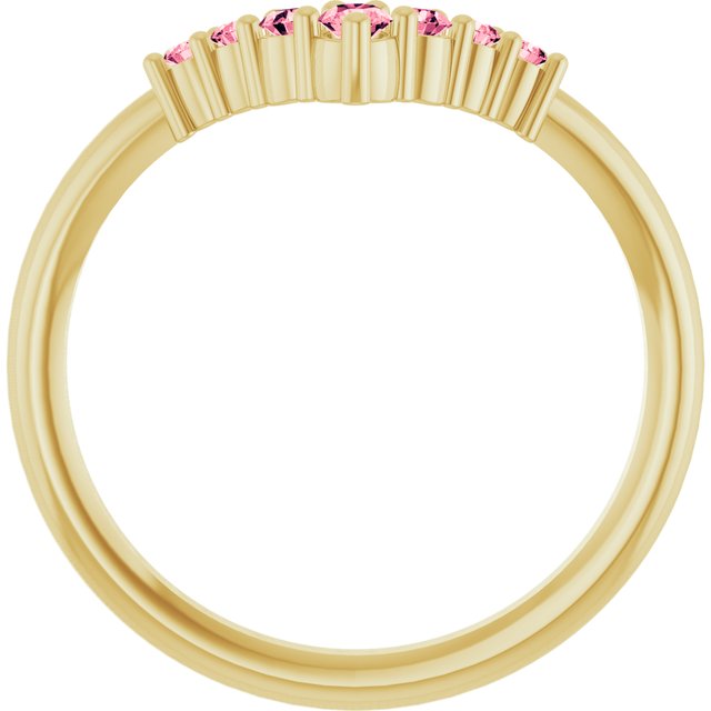 Round Pink Tourmaline Accented Ring in Yellow Gold