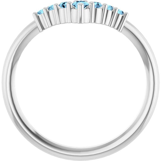 Round Aquamarine Accented Ring in Platinum