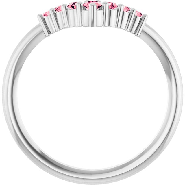 Round Pink Tourmaline Accented Ring in White Gold