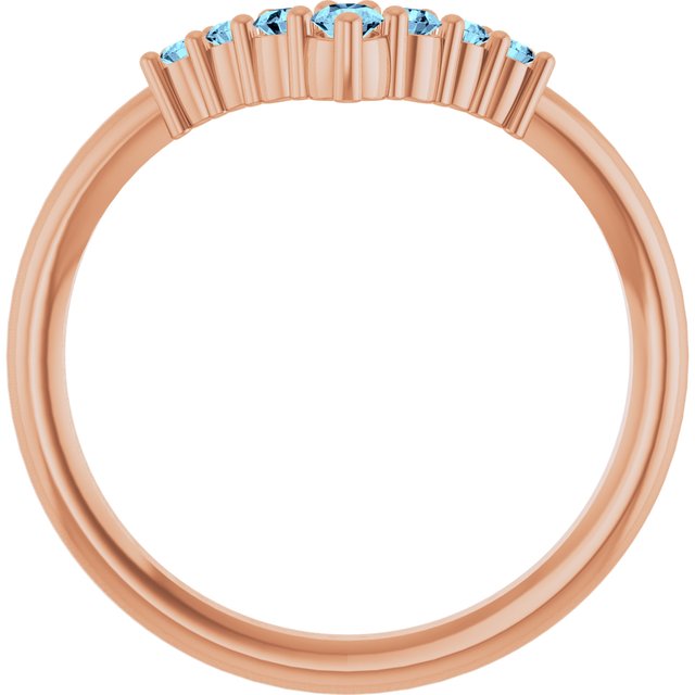 Round Aquamarine Accented Ring in Rose Gold