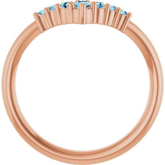 Round Aquamarine Accented Ring in Rose Gold