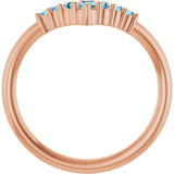 Round Aquamarine Accented Ring in Rose Gold