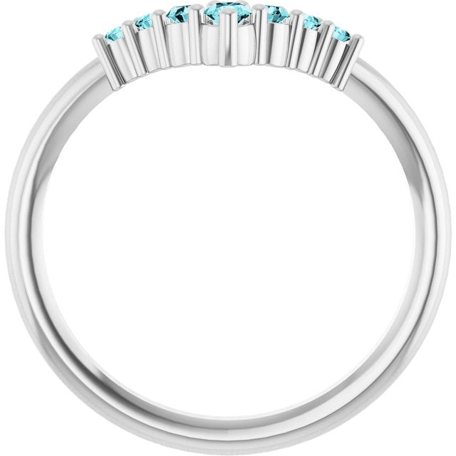 Round Blue Zircon Accented Ring in White Gold