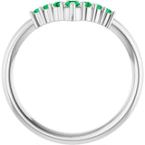 Round Emerald Accented Ring in White Gold