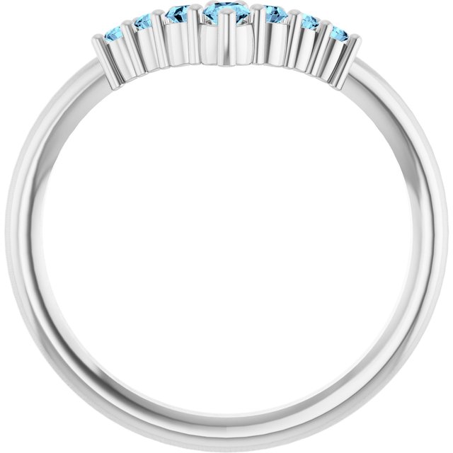 Round Aquamarine Accented Ring in White Gold