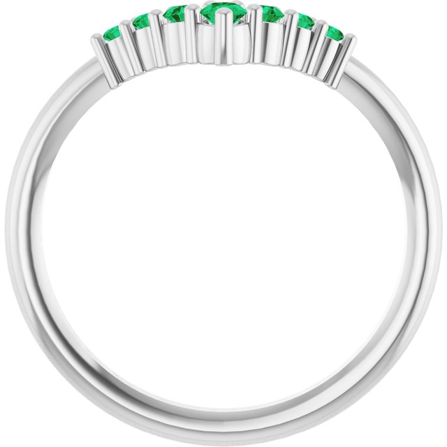 Round Emerald Accented Ring in White Gold