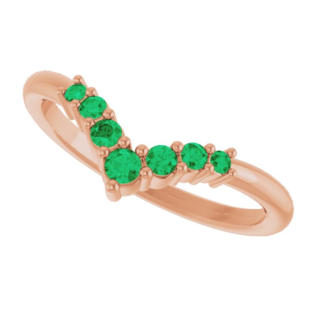 Round Emerald Accented Ring in Rose Gold