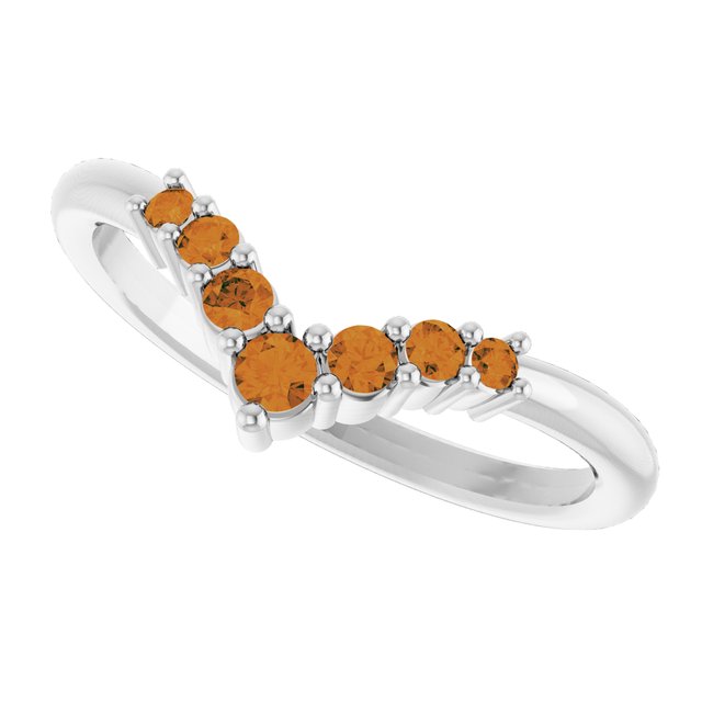 Round Citrine Accented Ring in White Gold