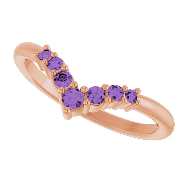 Round Amethyst Accented Ring in Rose Gold