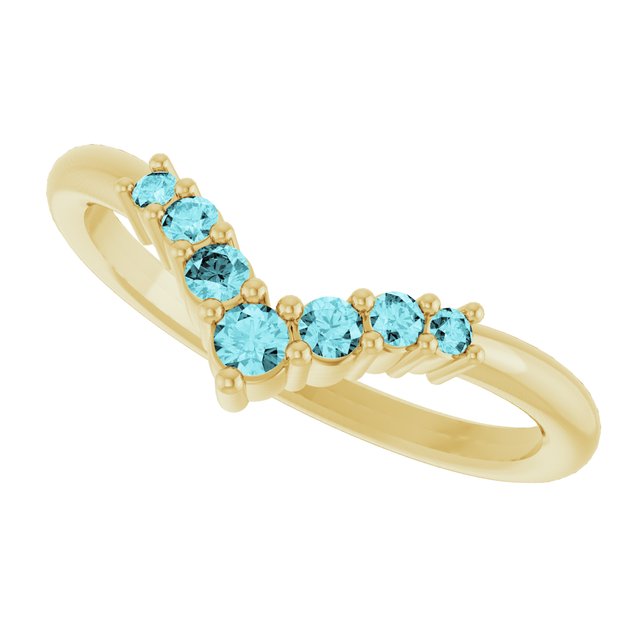 Round Blue Zircon Accented Ring in Yellow Gold