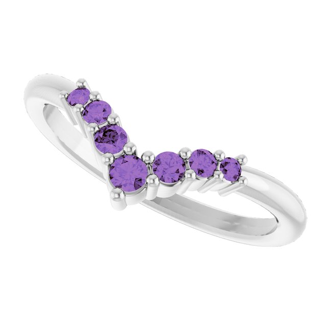 Round Amethyst Accented Ring in White Gold