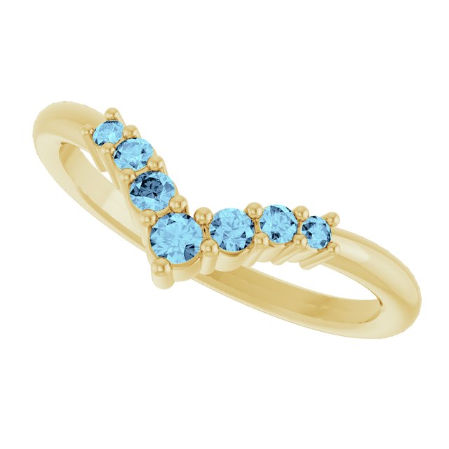 Round Aquamarine Accented Ring in Yellow Gold