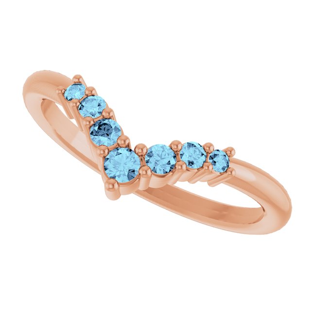 Round Aquamarine Accented Ring in Rose Gold