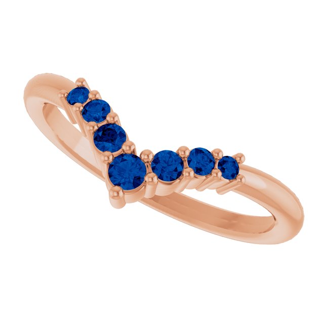 Round Blue Sapphire Accented Ring in Rose Gold