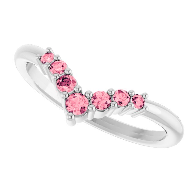 Round Pink Tourmaline Accented Ring in Platinum