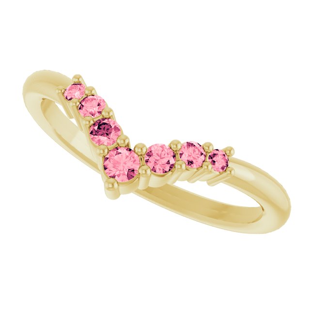 Round Pink Tourmaline Accented Ring in Yellow Gold
