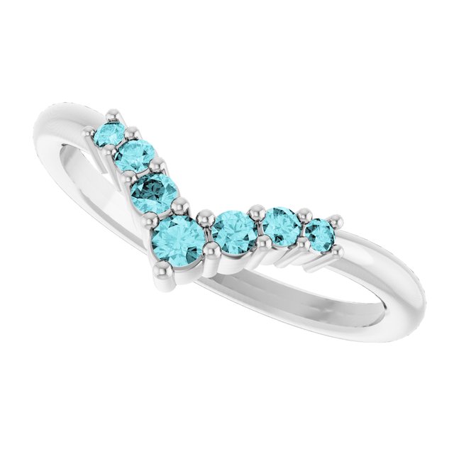 Round Blue Zircon Accented Ring in White Gold
