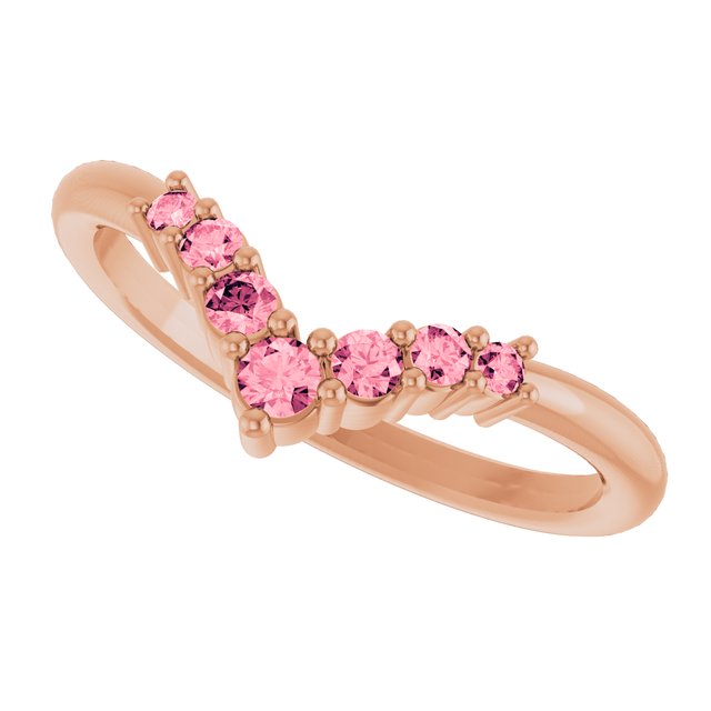 Round Pink Tourmaline Accented Ring in Rose Gold