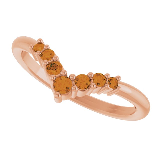 Round Citrine Accented Ring in Rose Gold