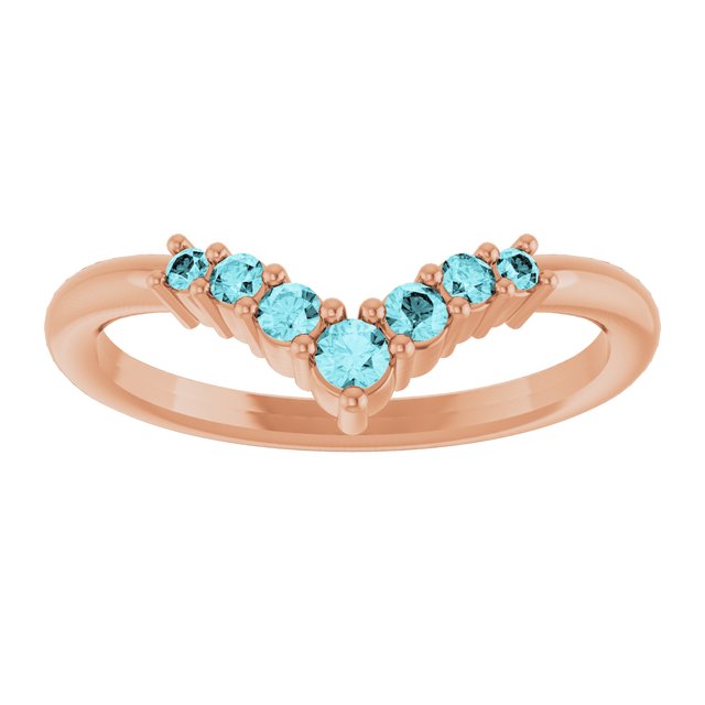 Round Blue Zircon Accented Ring in Rose Gold