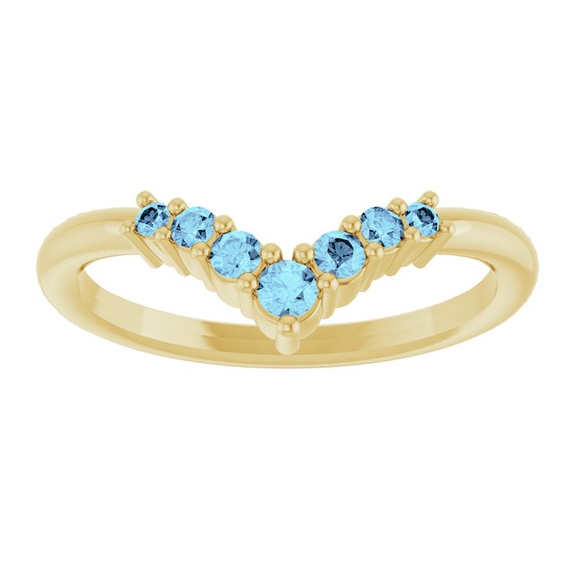 Round Aquamarine Accented Ring in Yellow Gold