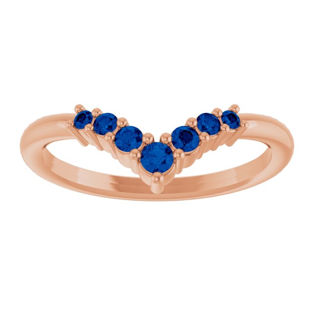 Round Blue Sapphire Accented Ring in Rose Gold