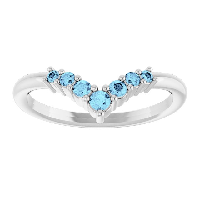 Round Aquamarine Accented Ring in Platinum