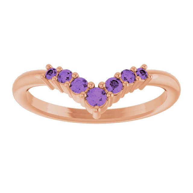 Round Amethyst Accented Ring in Rose Gold