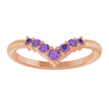 Round Amethyst Accented Ring in Rose Gold