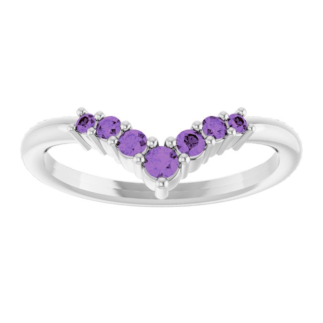 Round Amethyst Accented Ring in White Gold