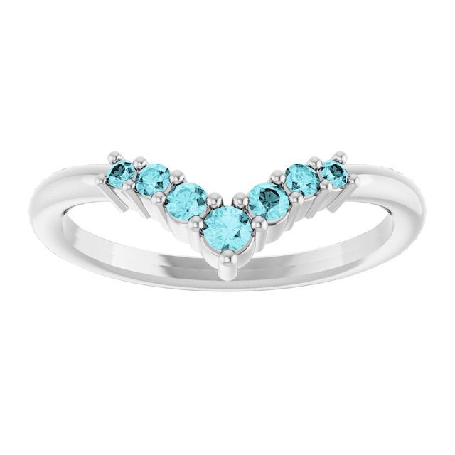 Round Blue Zircon Accented Ring in Platinum