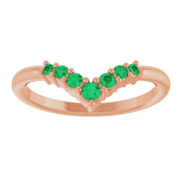 Round Emerald Accented Ring in Rose Gold