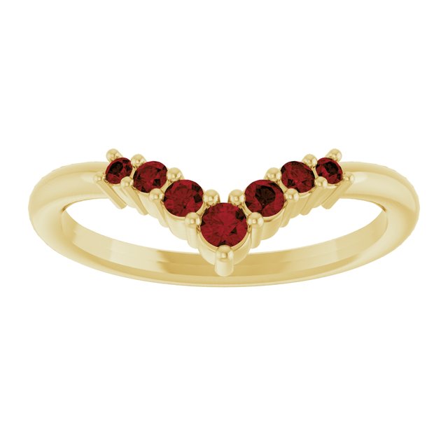 Round Mozambique Garnet Accented Ring in Yellow Gold