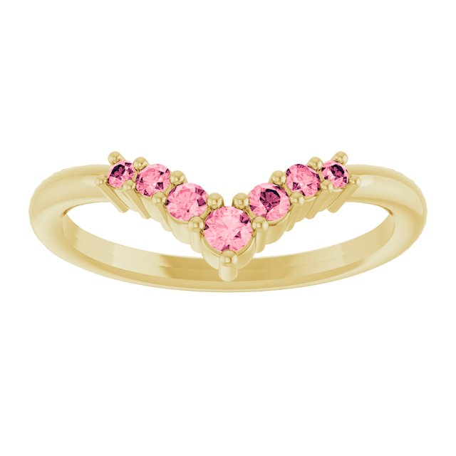 Round Pink Tourmaline Accented Ring in Yellow Gold