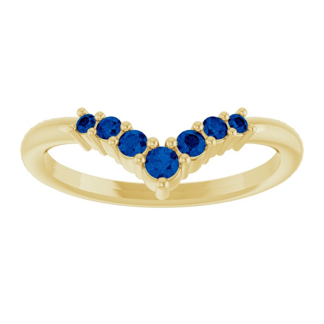 Round Blue Sapphire Accented Ring in Yellow Gold