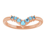 Round Aquamarine Accented Ring in Rose Gold
