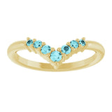 Round Blue Zircon Accented Ring in Yellow Gold