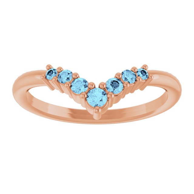 Round Aquamarine Accented Ring in Rose Gold