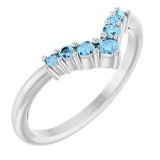 Round Aquamarine Accented Ring in Platinum