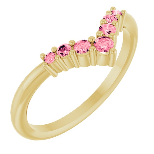 Round Pink Tourmaline Accented Ring in Yellow Gold