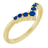 Round Blue Sapphire Accented Ring in Yellow Gold